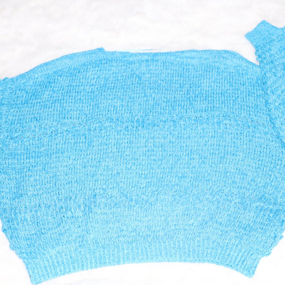 Final Sale! Free People Coconut V-neck Sweater - Pristine Blue Size XL - Picture 8 of 9